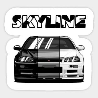 Nissan Skyline r34 GTR White Grey and Black, JDM Car Sticker